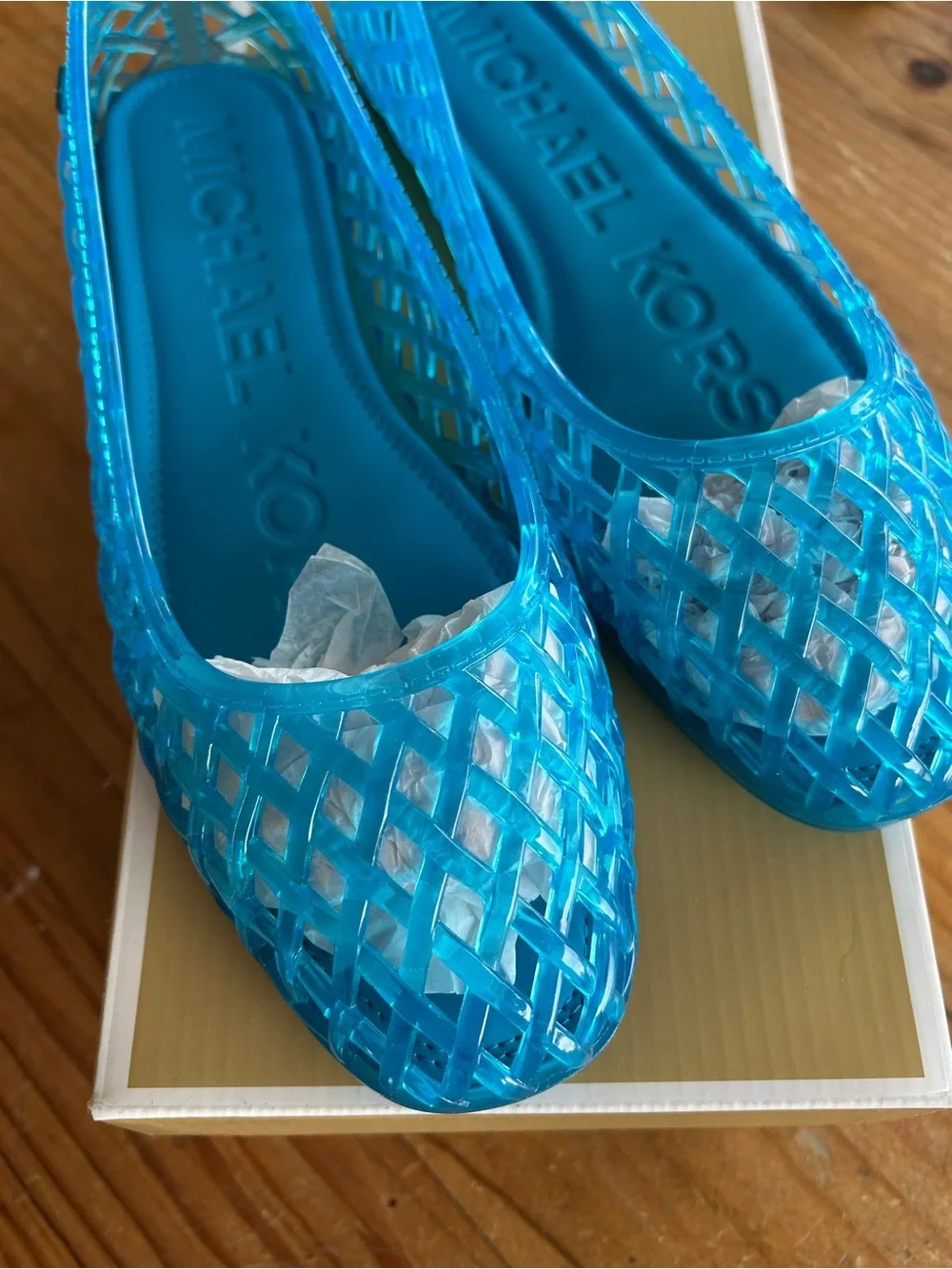 Michael Kors Pixie Jellies Aqua Blue Jelly Flats Women 7